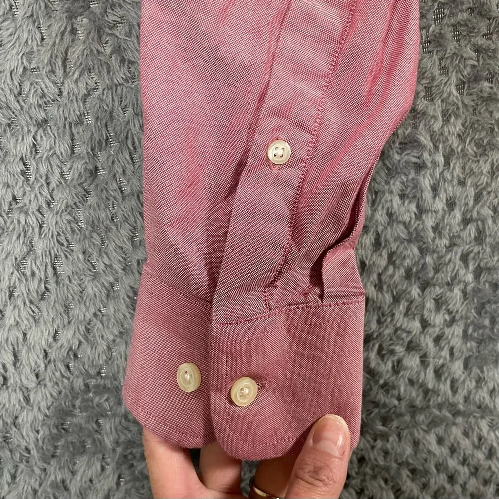 Banana Republic Mens Slim Stretch Button Down Shirt Size M Red Preppy‎ Classic